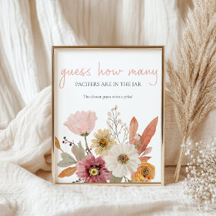 Affiche Jeu de devinette pour Baby Shower Fleurs Douces