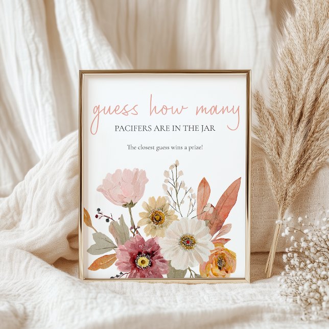 Affiche Jeu de devinette pour Baby Shower Fleurs Douces (Créateur téléchargé)