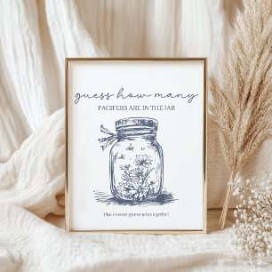 Affiche Jeu de devinette pour baby shower Vintage Country