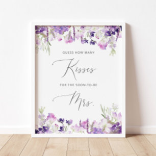 Affiche Jeu de douche de mariée combien de baisers à fleur