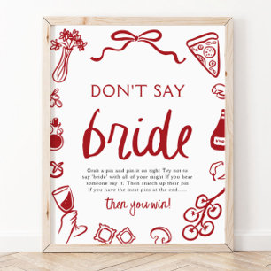 Affiche Jeu de fête de mariage italien rouge Ne dites pas