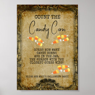 Affiche Jeu de fête d'Halloween Comptez les bonbons en for