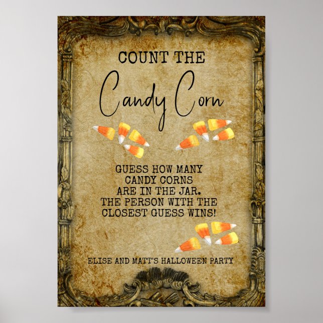 Affiche Jeu de fête d'Halloween Comptez les bonbons en for (Devant)