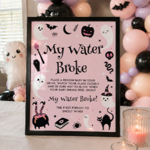 Affiche Jeu de Fête Prénatale Halloween Fille Mon Eau a Ca