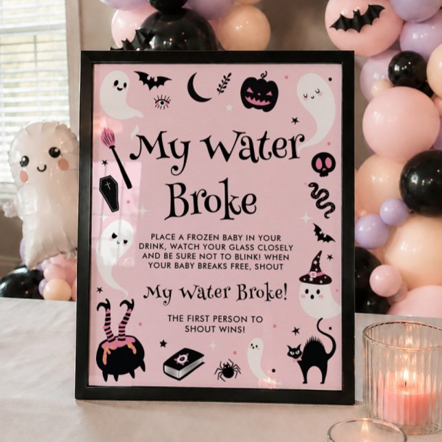 Affiche Jeu de Fête Prénatale Halloween Fille Mon Eau a Ca (Créateur téléchargé)