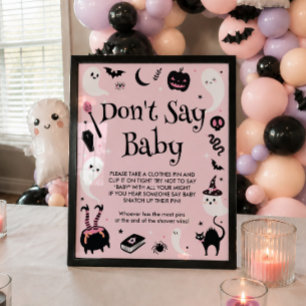 Affiche Jeu de Fête Prénatale Halloween Fille Ne Dis Pas B
