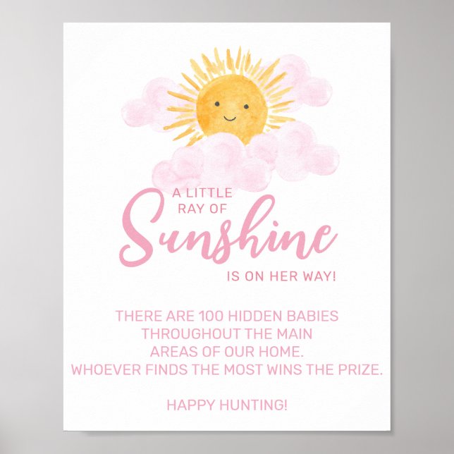 Affiche Jeu de fête prénatale Rayon de soleil bébé (Devant)