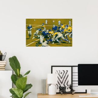 Affiche Jeu de football sportif vintage, Gold vs Blue Team