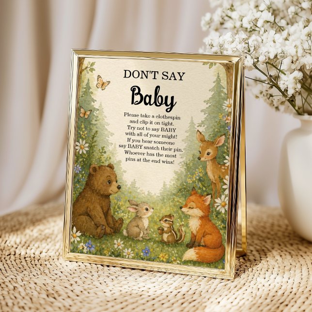 Affiche Jeu de forêt Boisée Ne dis pas Bébé Panneau Animau (Créateur téléchargé)