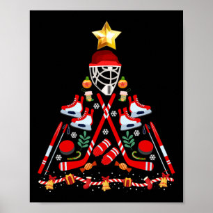 Affiche Jeu de hockey sur glace Noël Arbre s'amuser Xmas P