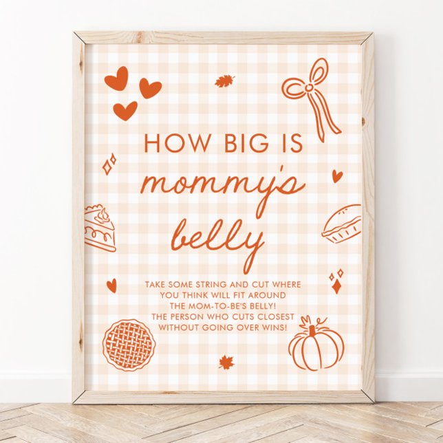 Affiche Jeu de la taille du ventre de maman Cutie Pie d'au (Fall Cutie Pie How big is mommy's belly Game Sign)