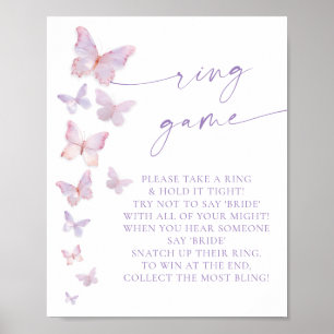 Affiche Jeu de l'anneau de douche nuptiale papillon