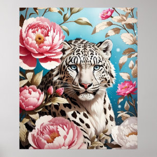 Affiche Jeu De Léopard Des Neiges Et Pies Roses