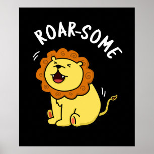 Affiche Jeu de Lion grinçant rôti rond gris foncé