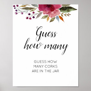Affiche Jeu de mariage Floral Guess How Many Corks