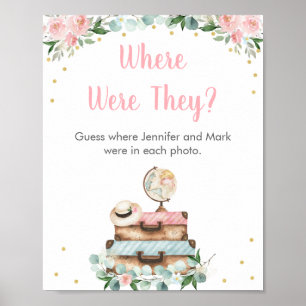 Affiche Jeu de mariage floral rose Où étaient-ils Voyage