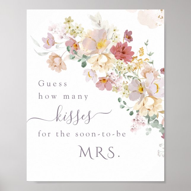 Affiche Jeu de mariage floral violet aquarelle de printemp (Devant)