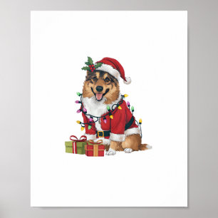 Affiche Jeu de Noël Éclairage Père Noël Norvégien Elkhound