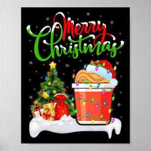 Affiche Jeu de Noël Lumières Santa Hat Fast Food Cup Noodl