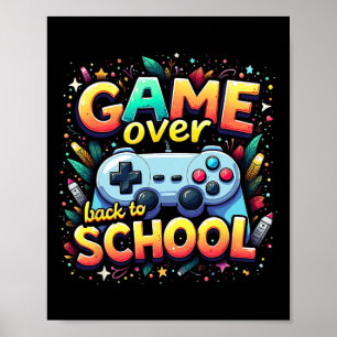 Affiche Jeu de pixel de gamer fin de partie étudiant rentr