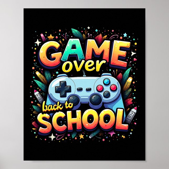 Affiche Jeu de pixel de gamer fin de partie étudiant rentr (Devant)