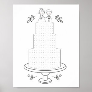 Affiche Jeu de points d'activité mariage illustré