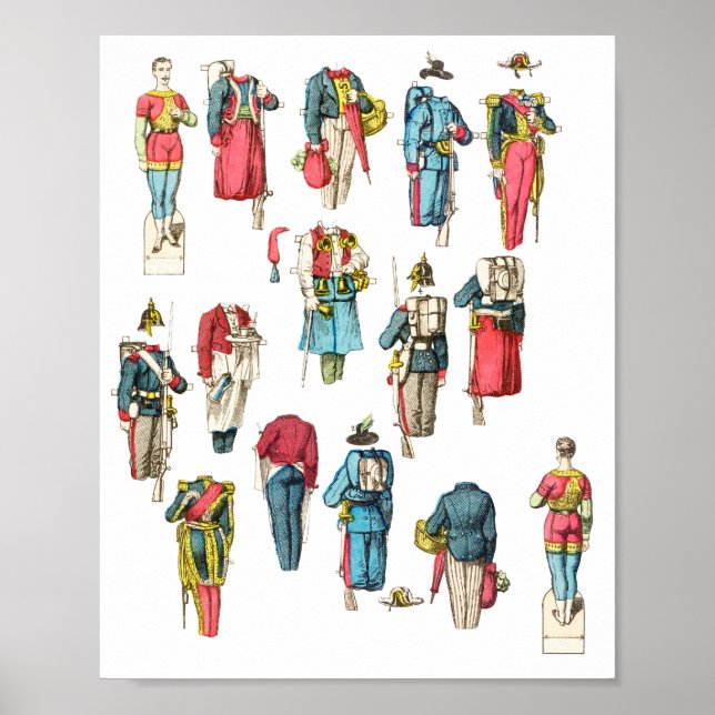 Affiche jeu de poupées en papier miniature homme soldat (Devant)