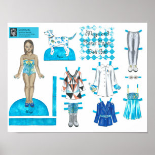 Affiche Jeu de poupées papier Maya et Roxie - Jouer ou aff