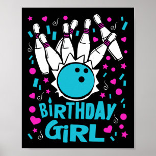 Affiche Jeu de quilles mignonne Anniversaire fille Pins Bo