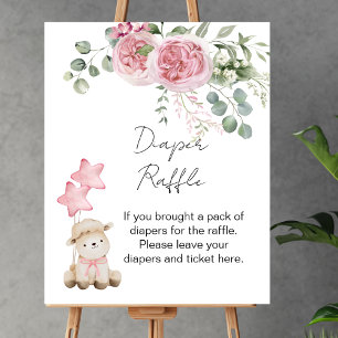 Affiche Jeu de raffle de couches doux petit agneau roses r