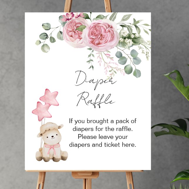 Affiche Jeu de raffle de couches doux petit agneau roses r (Créateur téléchargé)