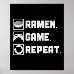 Affiche Jeu de Ramen Répéter Nouilles Jeux Vidéo Console J