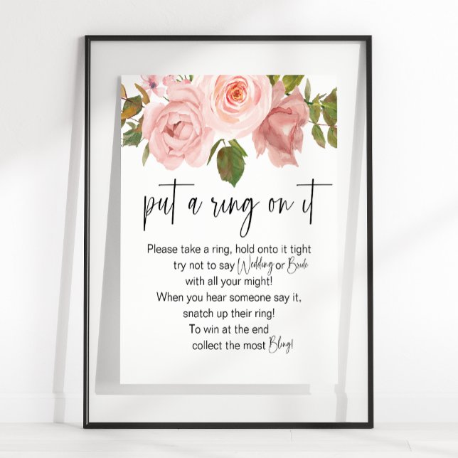 Affiche Jeu de roses roses blush Floral Put A Ring On It (Créateur téléchargé)