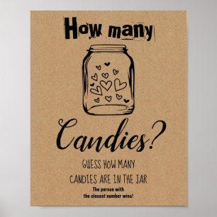 Affiche Jeu de Salle de Fête de Mariage Combien de Bonbons