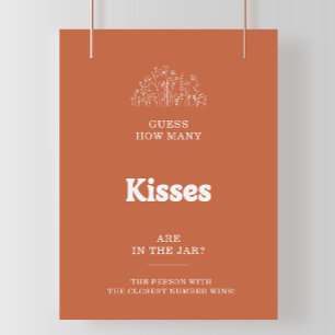 Affiche Jeu de Salle de Mariage Blanc Combien de Bisous Gu
