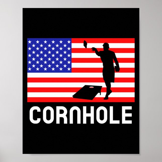 Affiche Jeu de société Cornhole Hommes Femmes Drapeau amér (Devant)