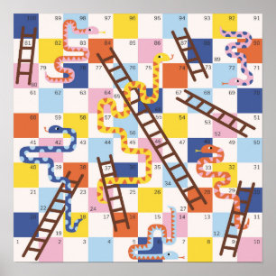 Affiche Jeu de société serpents et échelles pour enfants