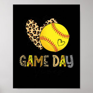Affiche Jeu de softball Vibes Leopard Softball Maman Jeu