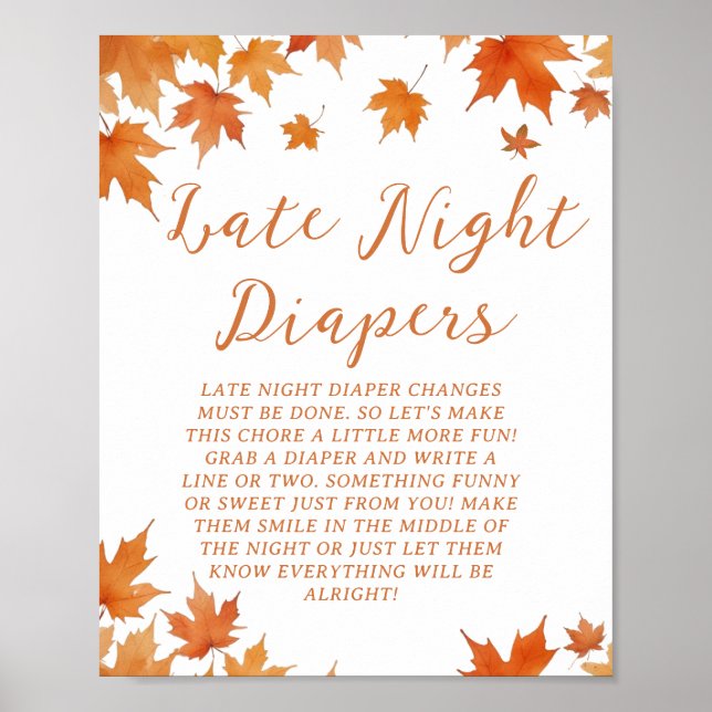 Affiche Jeu de soirée pour une Baby Shower d'automne : les (Devant)