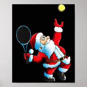 Affiche Jeu de tennis de Noël Santa Claus Raquette de tenn