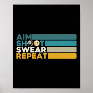 Affiche Jeu de tir de but Sweat Répéter Pool Billard Joueu