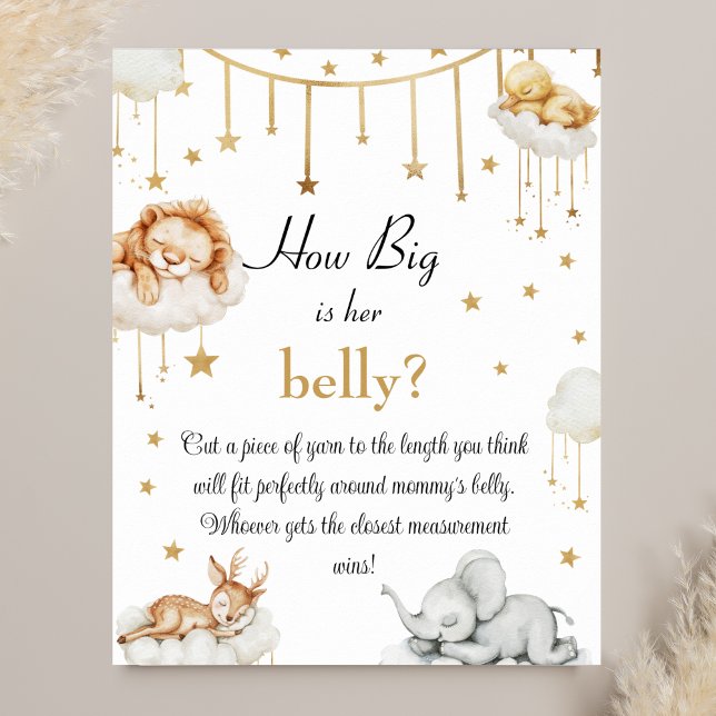 Affiche Jeu de ventre de Baby Shower Céleste Doré Charmeur (Créateur téléchargé)