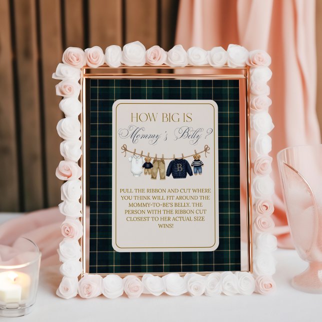 Affiche Jeu de ventre de maman pour Baby Shower Luxe Ours  (Créateur téléchargé)