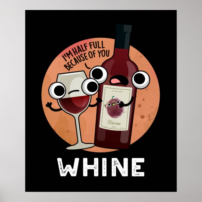 Affiche Jeu de vin de Whine amusant BG foncé (Devant)