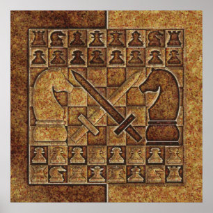 AFFICHE JEU D'ÉCHECS DANS LA PIERRE