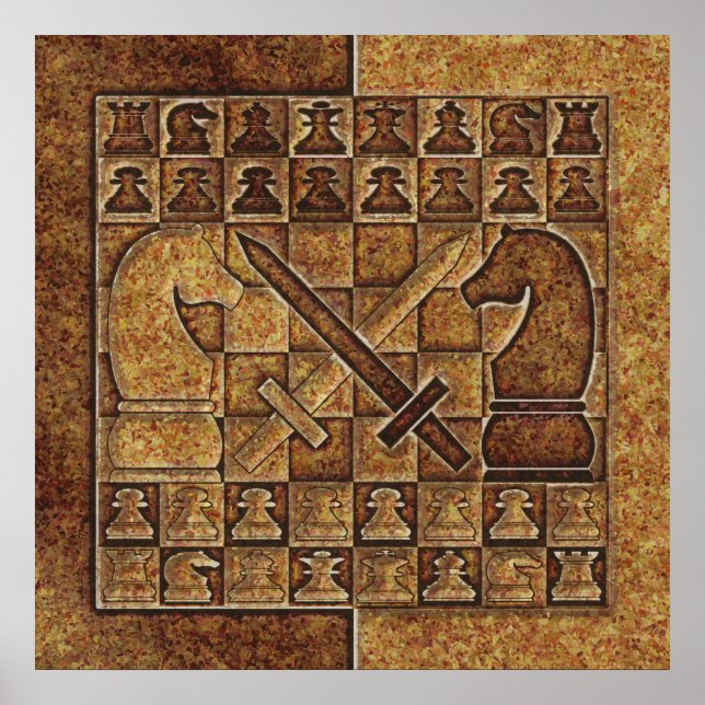 AFFICHE JEU D'ÉCHECS EN PIERRE (Devant)