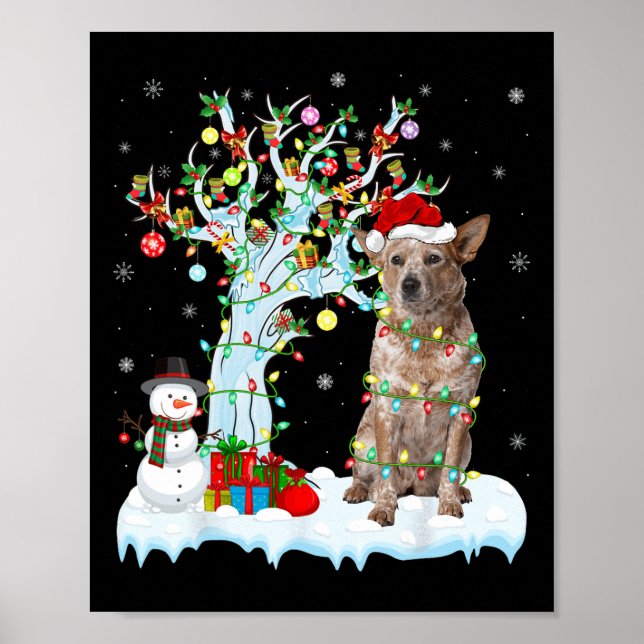 Affiche Jeu d'éclairage Santa Hat Chien de bétail australi (Devant)