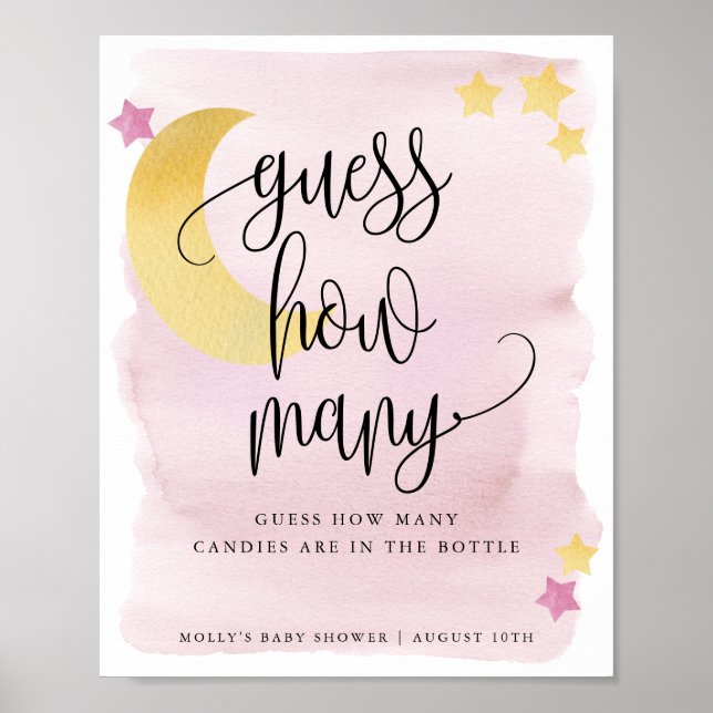 Affiche Jeu devinez combien rose Over the Moon (Devant)