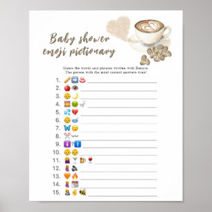Affiche Jeu d'images Emoji Baby Shower Café en préparation