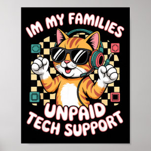 Affiche Jeu drôle de chat tigré orange de support techniqu